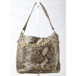 ANTONIO MELANI Brown Snakeskin Print Leather Purse